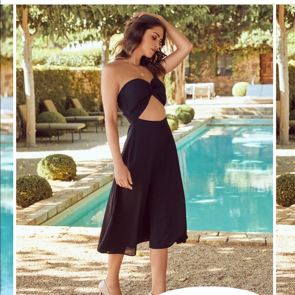 Vici OTHELLO STRAPLESS TWIST FRONT MIDI DRESS - BLACK - Picture 5 of 5